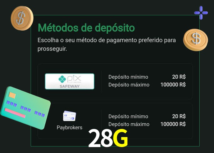 O cassino 28G oferece uma grande variedade de métodos de pagamento